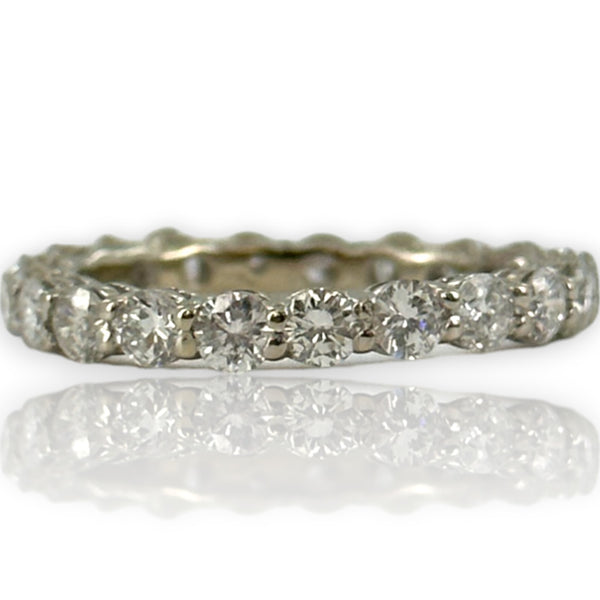 Round Brilliant Diamond Eternity 3mm Band Size 7 14kt Solid White Gold 1.89ctw Ring