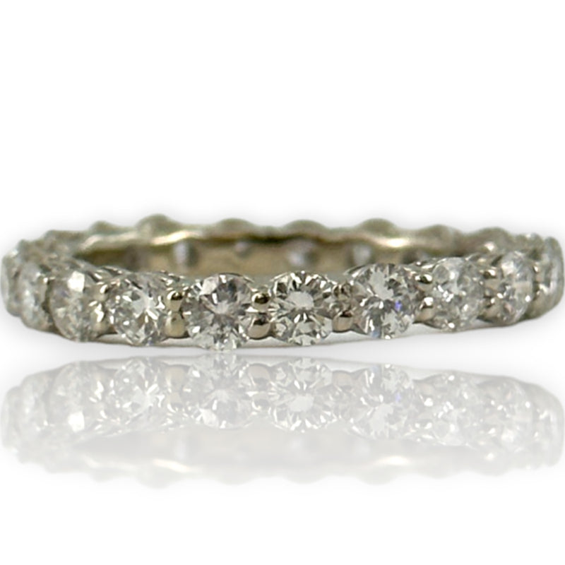 Round Brilliant Diamond Eternity 3mm Band Size 7 14kt Solid White Gold 1.89ctw Ring