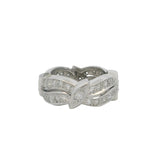 Vintage Mid-Century Solid Platinum and Diamond Retro Wavy Eternity Band Ring Size 3.5