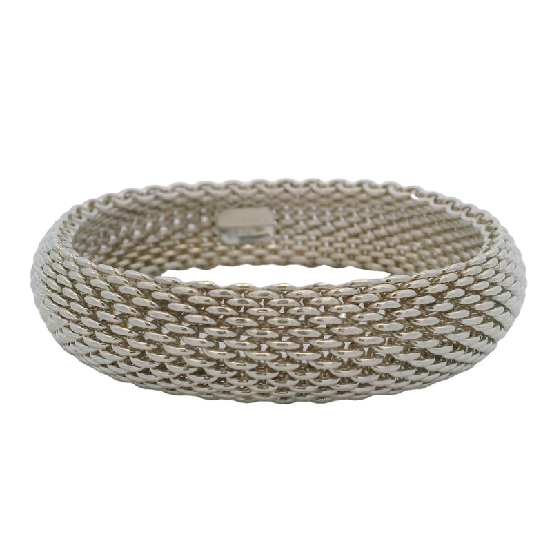 Tiffany & Co 925 Sterling Silver Somerset Mesh Bangle 8.5" 15.5mm Wide Bracelet