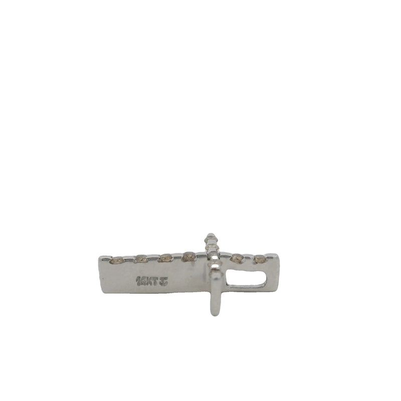 Collar con colgante de cruz religiosa pequeña de 16 mm en oro blanco macizo de 14 kt y diamantes.