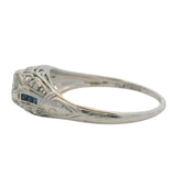 Antique 1920s 950 Platinum Diamond Filigree Engagement Ring Sapphires Size 7.25