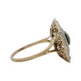 Antique Edwardian 2-Tone 14k Gold 1.44ctw Old European Diamond and Sapphire Cocktail Statement Ring Size 8