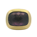 David Yurman Retired Large Rectangular 925 Sterling/18kt Yellow Gold and Amethyst Albion Ring Size 7