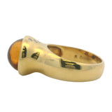 Vintage Susan Sadler Solid 18kt Yellow Gold Cabochon Citrine and Diamond Cocktail Ring Size 7