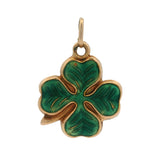 Vintage Solid 14kt Yellow Green Enamel 4 Leaf Clover Good Luck Charm
