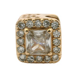 Pandora Solid 14kt Yellow Gold and CZ Square Sparkle Bead Spacer Halo Charm
