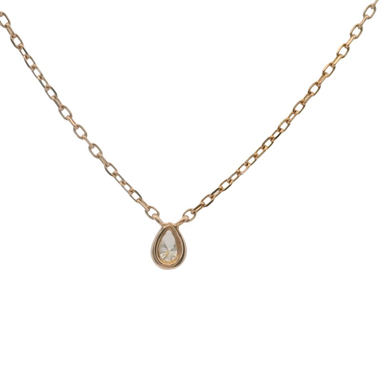 Djula Solid 18kt Rose Gold Dainty 0.08ct Pear Diamond Solitaire Necklace 16.5"