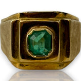 Vintage Retro 1950s-60s Solid 18kt Gold Colombian Emerald Ring Size 9