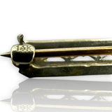 Antique 1910-20s 14kt White and Yellow Gold Bar Pin with Lab Sapphire