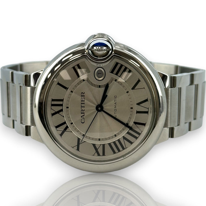 Cartier 3765 Ballon Bleu Date 42mm WSBB0049 Stainless Steel Watch B&P