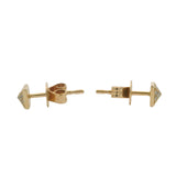 Solid 14kt Yellow Gold and Diamond Cluster Pyramid Stud Earrings