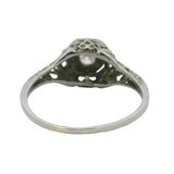 Antique 1920s Solid 18kt White Gold Filigree 0.15ct Old Mine Diamond Ring Sz 6.5