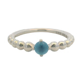 Pandora Solid 925 Sterling Silver with Blue CZ Bubble Bead Ring Size 6.5