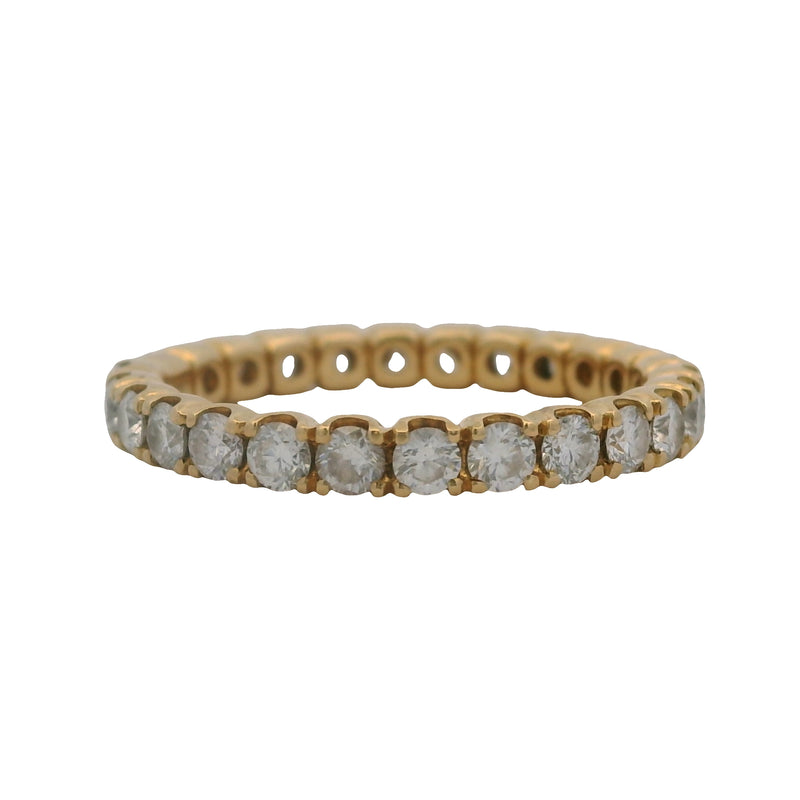 Solid 18kt 750 Yellow Gold and 1ctw Round Diamond Eternity Band Ring Size 5.75