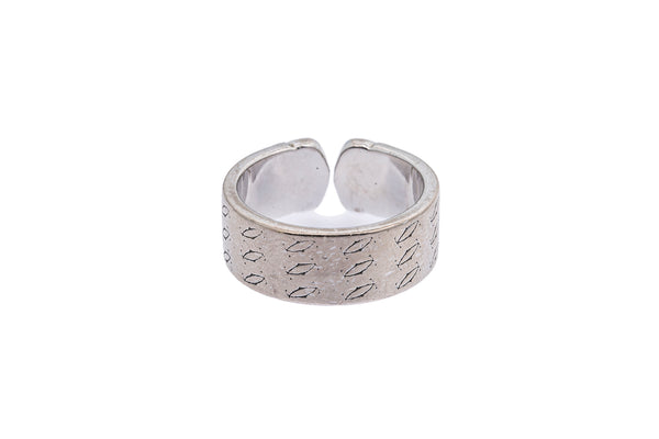 Vintage Cartier Double C Logo Monogram Band 18K 750 White Gold Ring Size 7 1/2