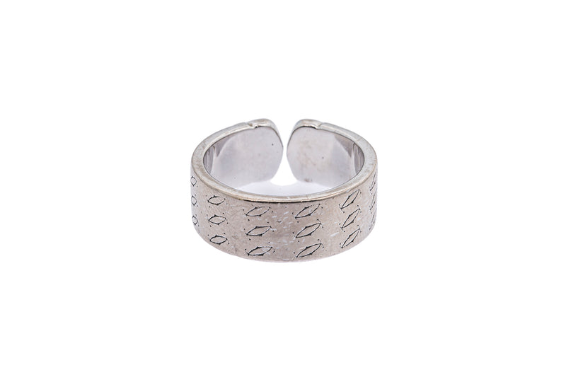 Vintage Cartier Double C Logo Monogram Band 18K 750 White Gold Ring Size 7 1/2