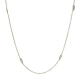 Solid 14kt Yellow Gold and Portrait Cut Sliced Diamond Station Necklace 18"
