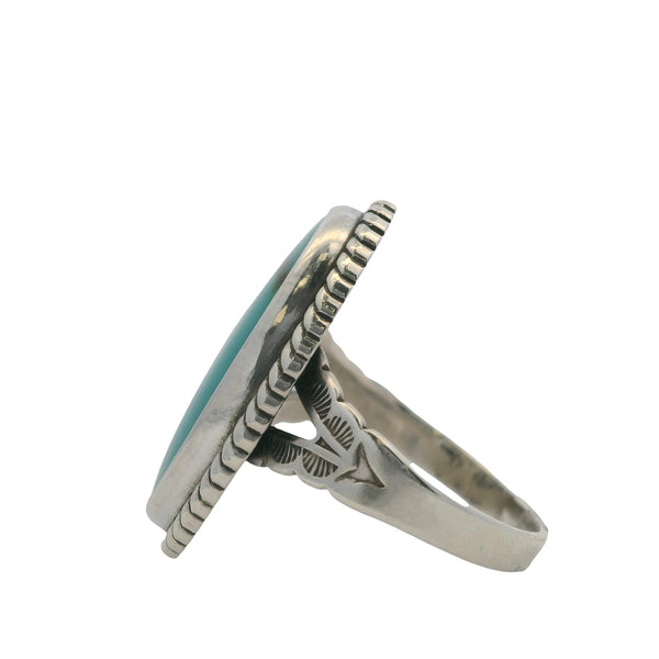 Vintage Pacific Jewelry Co 925 Sterling Silver and Bezel-Set Turquoise Solitaire Ring Sz 7