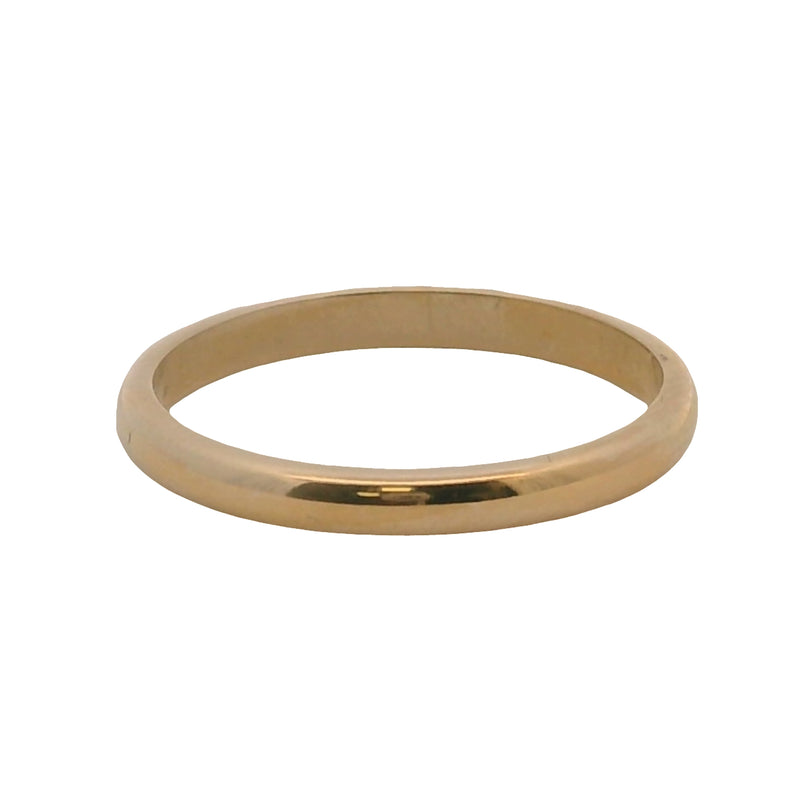 Vintage Solid 14kt Yellow Gold 2.3mm Thin Stackable Wedding Band Ring Size 6.75