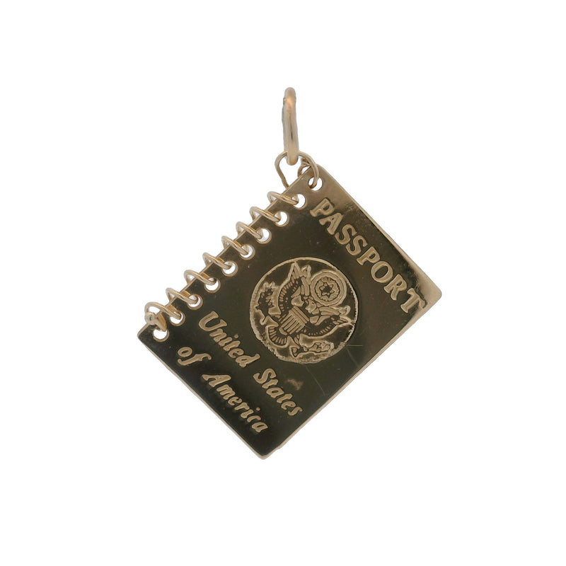 14kt Yellow Gold United States of America Passport Open Engravable Notebook Charm
