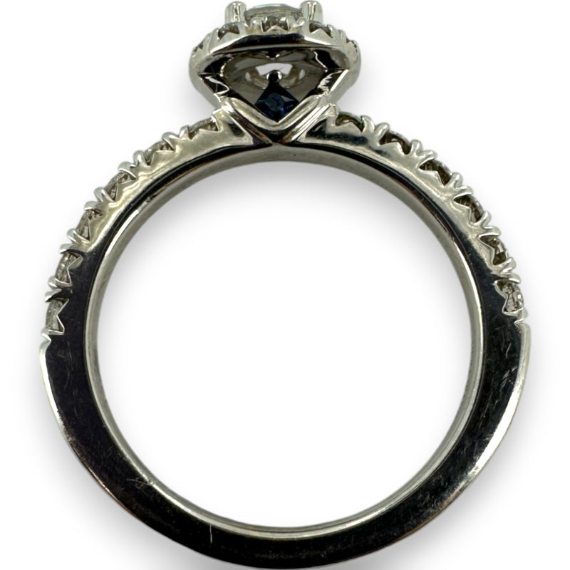 Vera Wang Love Collection 1ctw Diamond Frame Engagement Ring in Solid 14K White Gold with Halo and Signature Sapphire Size 6.5