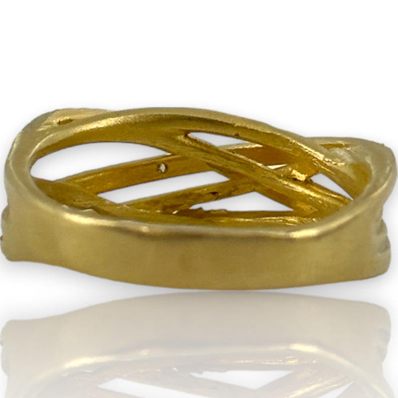 I. REISS Solid 14kt Yellow Gold Gallery Matte-Finish Arch Tube Ring Size 7.5