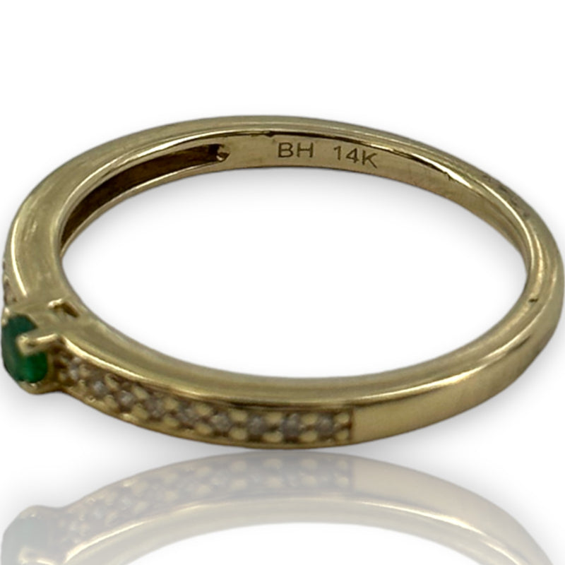 Colombian Emeralds International 14kt Yellow Gold Emerald Solitaire Ring with Diamond Band Size 7