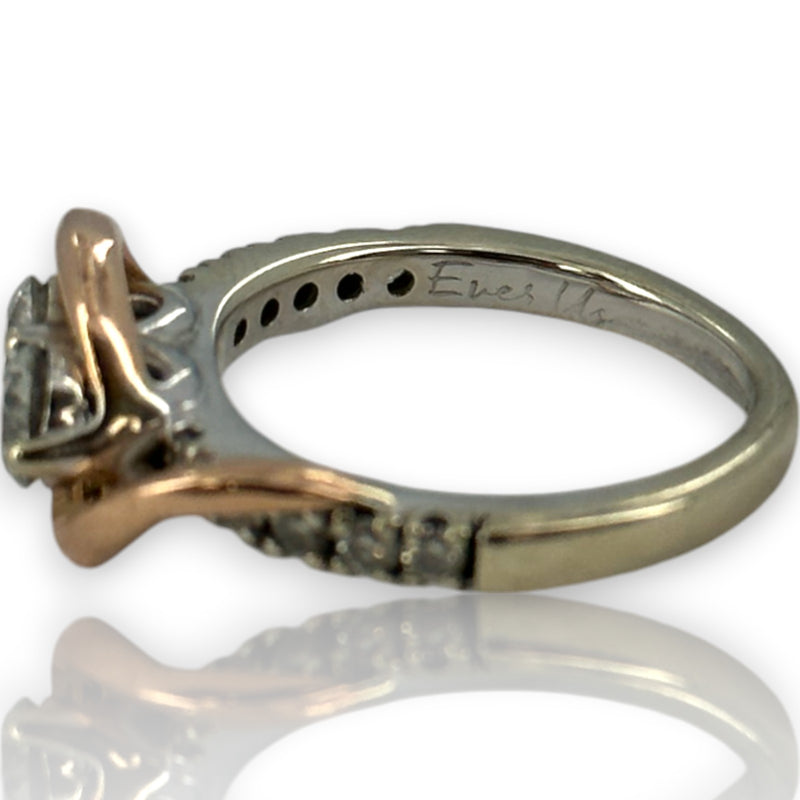 Kay Ever Us Collection 14kt White and Rose Gold Two-Stone 0.96ctw Diamond Wedding Ring Size 5.5