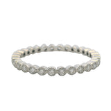 Noemie Solid 18kt White Gold and Diamond Milgrain Bezel Eternity Stackable Ring Size 7.5