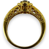 VJS Jewelry Solid 18kt Bright Yellow Gold Filigree Diamond Cluster Flower Ring with Diamond Sides Size 7