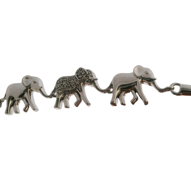 Disney Treasures 925 Sterling Silver and Diamond Lion King Elephant Bolo Bracelet