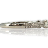 The Juliet Cut 14kt Solid White Gold and Prong Set Diamond Solitaire Wedding Engagement Ring with Pave Sides Size 7