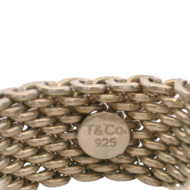 Tiffany & Co 925 Sterling Silver Somerset 10mm Wide Mesh Band Size 9