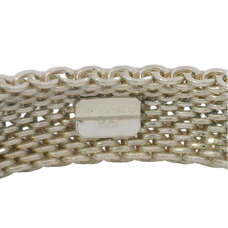Tiffany & Co 925 Sterling Silver Somerset Mesh Bangle Bracelet Size L 8.5"