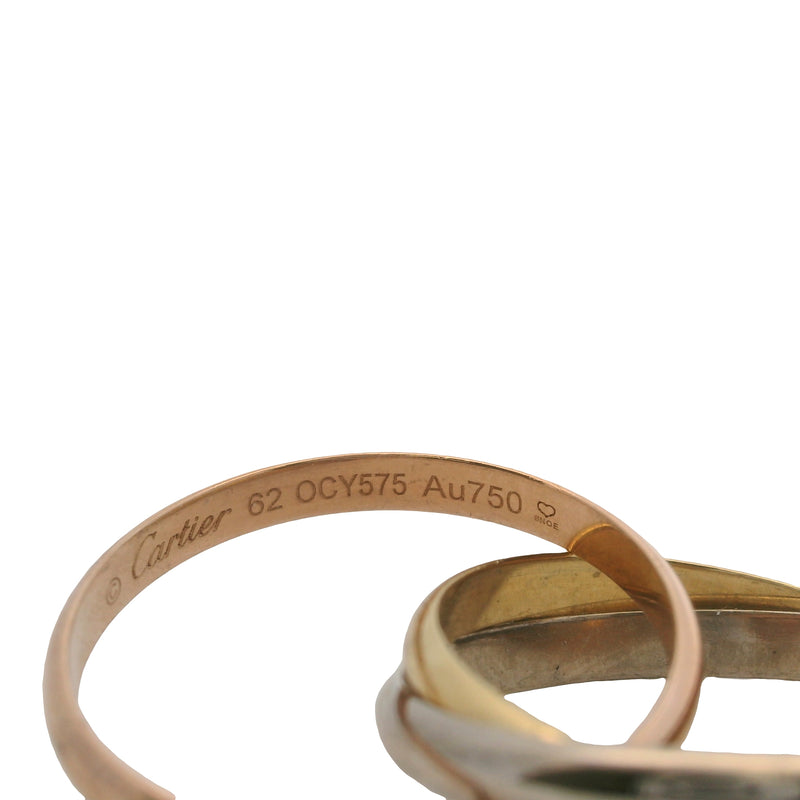 Cartier Solid 18kt 750 Yellow Rose and White Gold Small Model Rolling Trinity Ring Size 10 62