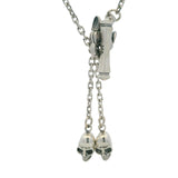 Solid 925 Sterling Silver Dangling Skulls Skeleton 16" Toggle-Style Chain Necklace