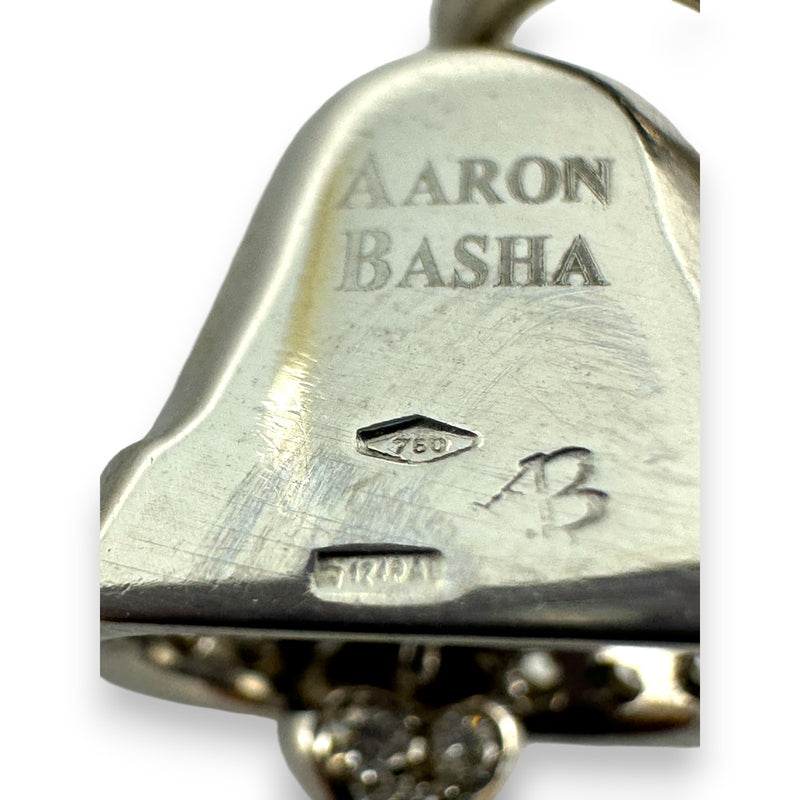 Aaron Basha Retired Rare 18kt Solid White Gold and White Diamond Working Bell Pendant Made in Italy