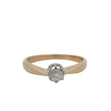 Antique Victorian Solid 14kt Yellow Gold and Old Mine Diamond Solitaire Stirrup Ring Size 7.75
