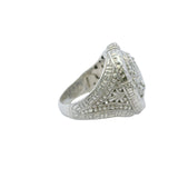 Sarda 925 Sterling Silver Swirl Pattern Oval Framed Ring Size 7