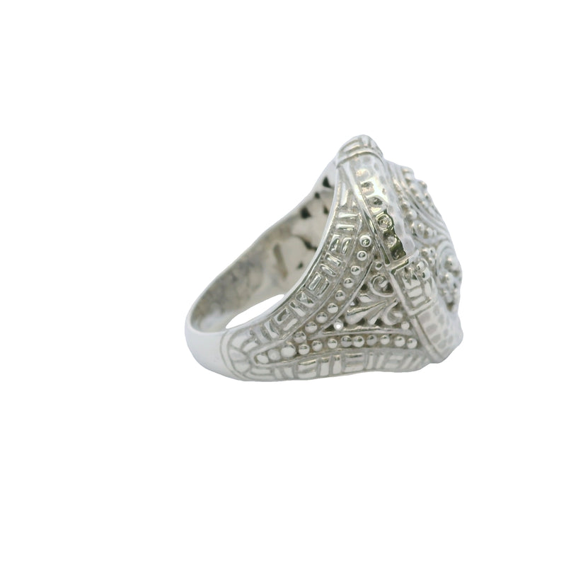 Sarda 925 Sterling Silver Swirl Pattern Oval Framed Ring Size 7