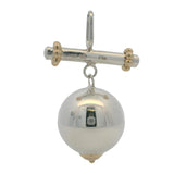 Solid 925 Sterling Silver and 14kt Yellow Gold Ball 2-Tone Dangle Charm Pendant