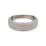Vera Wang Love 14kt White Gold Striped 7mm Band 0.52ctw Diamond Sides Size 11