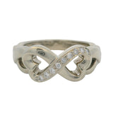 Retired Tiffany & Co Paloma Picasso Solid 18kt White Gold and Diamond Heart Infinity Ring Size 6