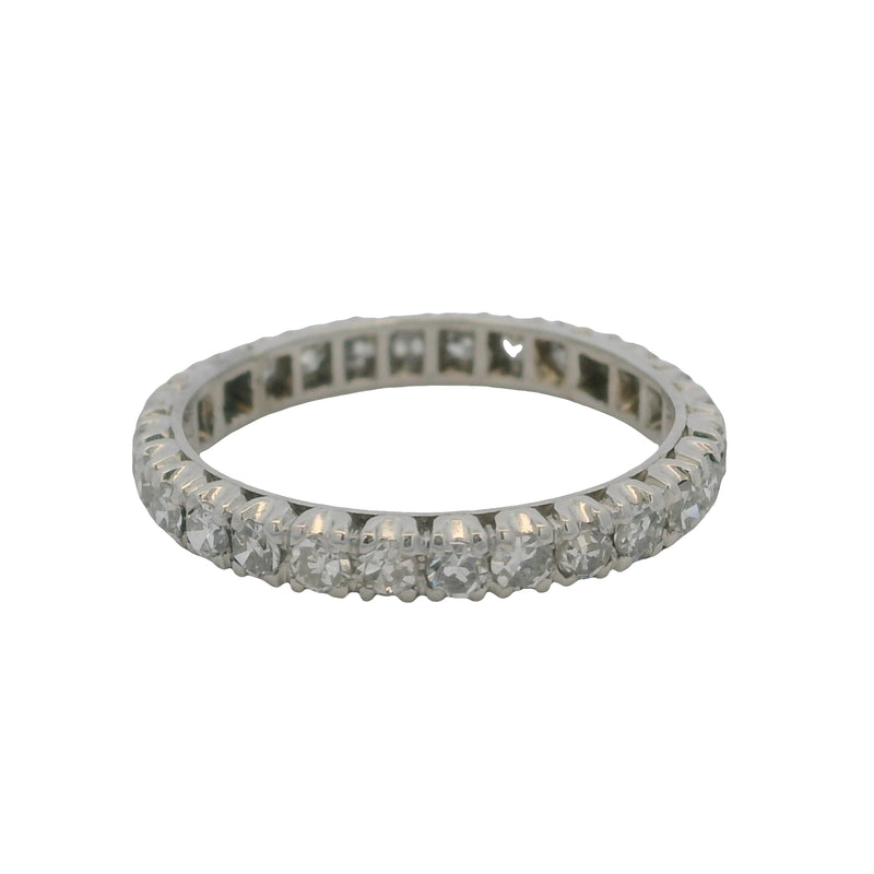 Vintage Solid 950 Platinum 0.84ctw Diamond Full Eternity 2.8mm Ring Band Size 6.75