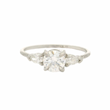 Catbird GIA Certified Solid Platinum Engagement Ring with Dazzling 4-Prong Set 0.77ct Center Natural Diamond and Pear-Cut Sides Size 9