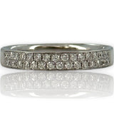 18kt White Gold Half Eternity 3.3mm Wedding Band with Two Rows of Diamonds