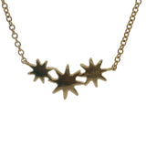 Shy Creation Fine Jewelry Solid 14kt Yellow Gold Celeste 0.09CT Triple Diamond Star Station Pendant Necklace with 4 Adjustable Lengths