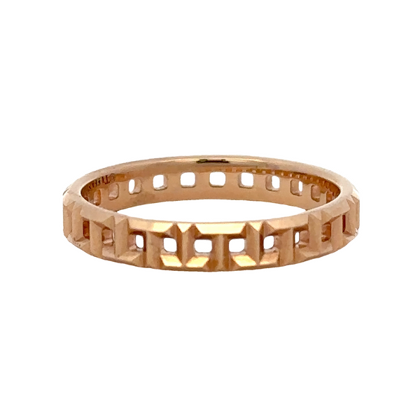 Tiffany & Co Solid 18kt Rose Gold Tiffany T Collection True Narrow Ring with Alternating T Motif Size 7.25 Made in Italy