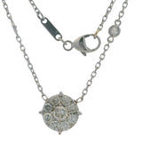 Sparkling Solid 950 Platinum 18.5" 0.98ctw Diamond 10 Station Necklace with Center Cluster Pendant